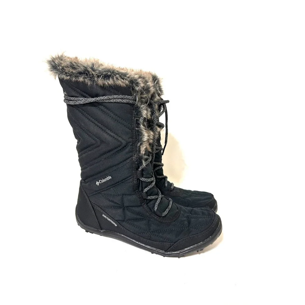 Columbia Women's Minx Mid Black Snow Fur Winter Shoes Boot Size 7 EU 38